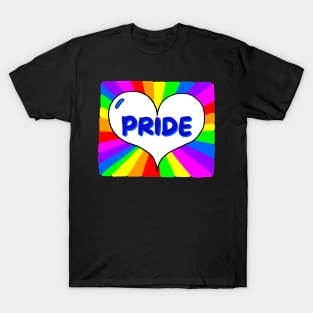 PRIDE - LGBTQ Message Radiating Rainbow Background - Gay Rights T-Shirt
